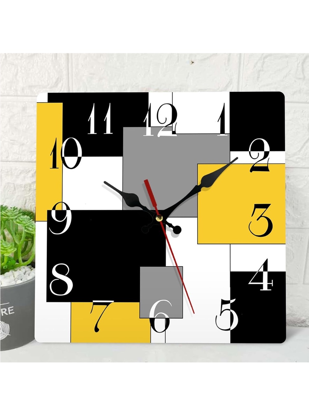 Geometric Wood Wall Clock 12”